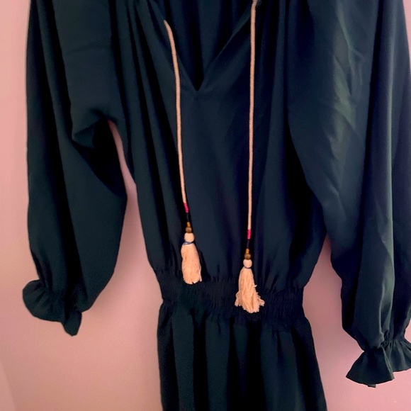 Chic Dark Green Long Sleeve Dress bohemian romper - Picture 11 of 16